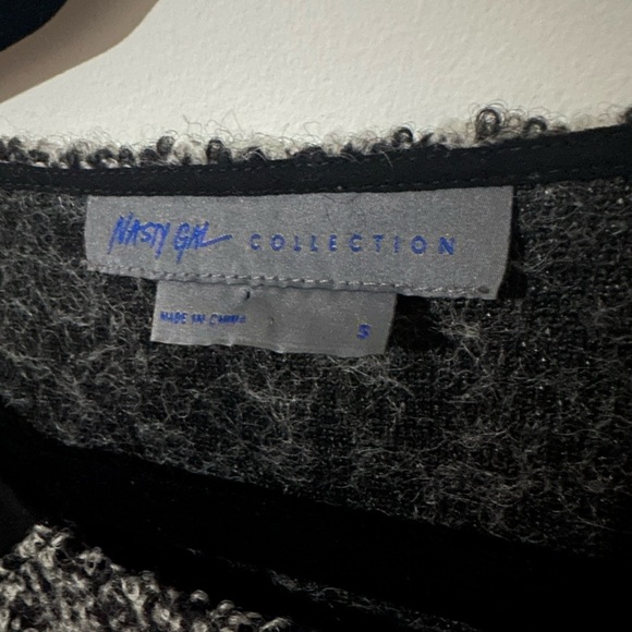 Nasty Gal Black and Gray Contrast Sweater Wool and Pigs Leather - Picture 5 of 6